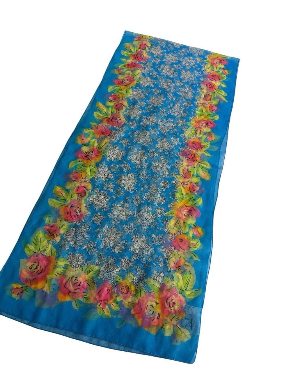 tres-elle italy floral rectangle sheer scarf